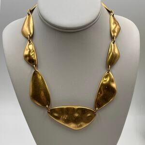 Kendra Scott Kira Vintage‎ Hammered Gold Organic Shaped Statement Necklace